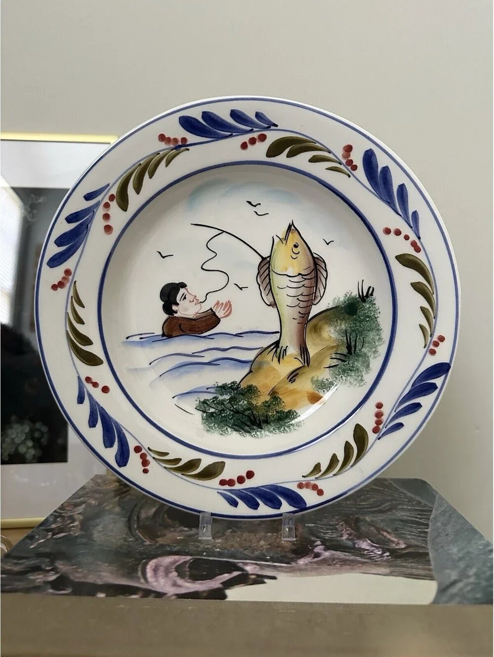 Whimsical Hand-Painted Vietri Upside Down World Decorative Wall Plate